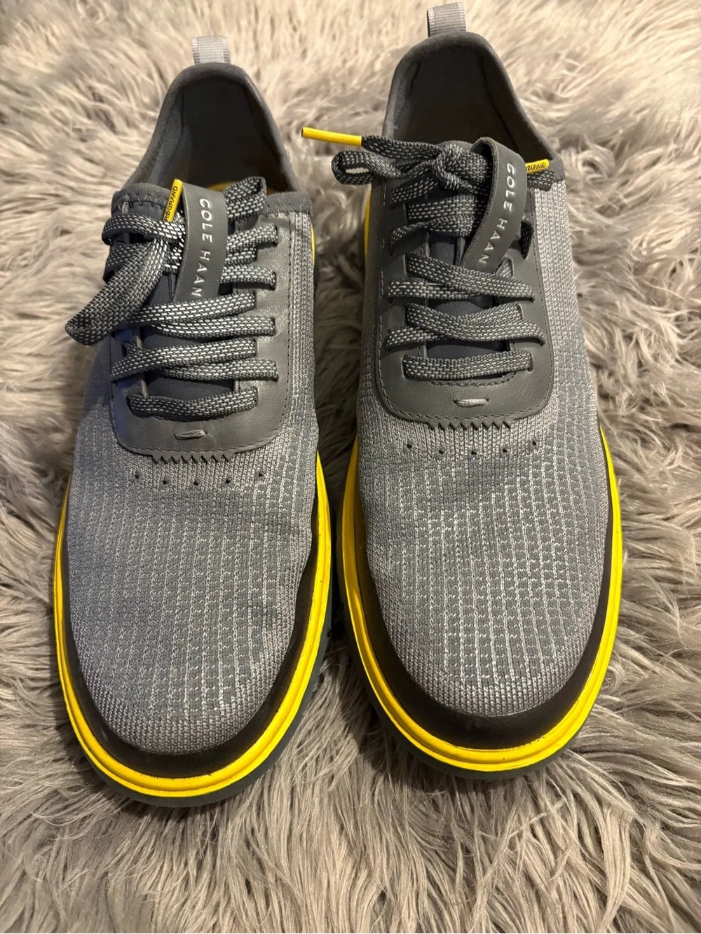 Cole Haan Zero Grand Gray Sneakers with Yellow Trim